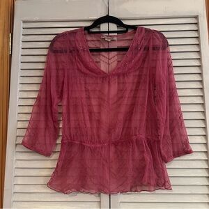 Chic Sheer Blouse in Vibrant Pink